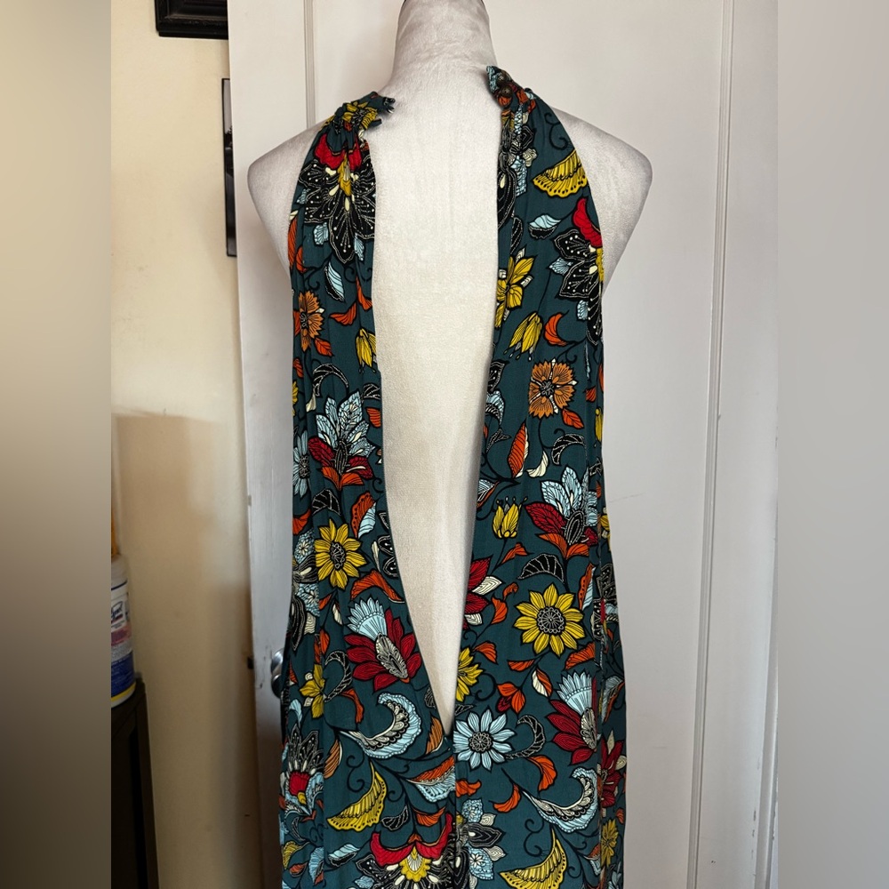 Anthropologie Geneva Halter Wide Leg Floral Jumpsuit Romper Keyhole Feminine - Picture 13 of 14